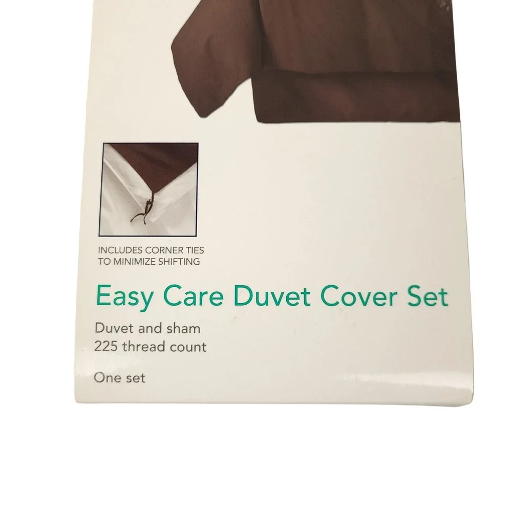Room Essentials Easy Care Duvet Cover Set Twin Brown Neutral Bedding New